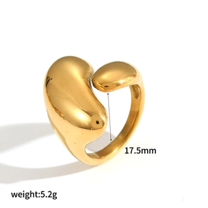 Minimalist 18k gold plated stainless steel water drop ring with fluid organic design
