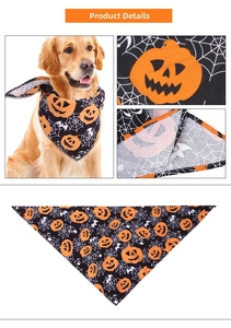 Détails des motifs de citrouille et toile d'araignée d'Halloween sur le bandana pour chien