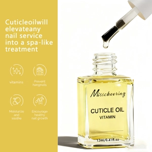 Detail of 12ml Misscheering cuticle oil in square bottle for nail growth and repair