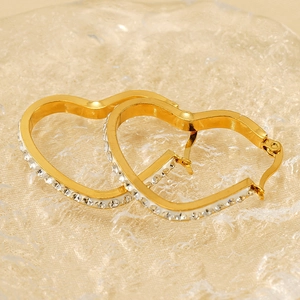 Elegante 18k vergoldete Herz-Ohrringe mit funkelnden Strasssteinen für Damen