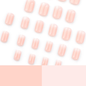 Minimalist short square ombre white nude press-on nails with glossy resin finish
