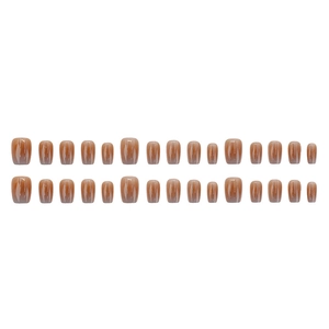 Brown gradient press-on nails set with glossy finish and square oval shape 24 pieces