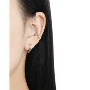 S925 sterling silver geometric gear ear cuff and twisted earring set for women
