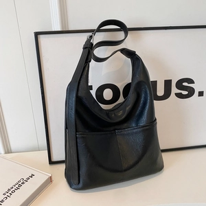 Women Hobo Shoulder Bag Vintage PU Leather Large Capacity Underarm Tote With Inner Pouch Adjustable Strap Fashion
