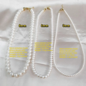 Detailed comparison of 3mm to 8mm pearl necklaces with adjustable metal extension chains