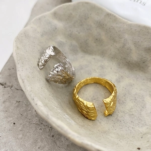 925 Sterling Silver Open Adjustable Ring With Molten Lava Texture Minimalist Korean Style Jewelry For Women