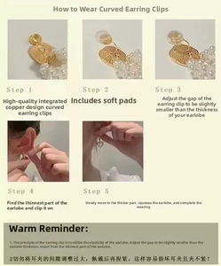 Detailed five-step guide showing how to wear and adjust gold teardrop clip-on earrings