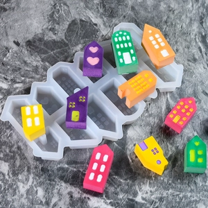 DIY silicone mold for mini European house ornaments and Christmas micro landscape crafts