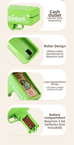 Detailed view of internal battery compartment and rollers for electric money gun toy