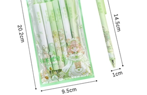 Detailed size specifications for 6-pack matcha green retractable gel pens and packaging