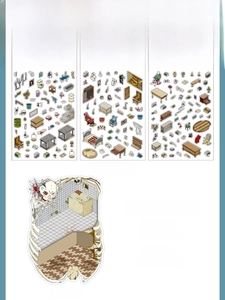 Detail view of 3D retro horror stickers and cardboard dimensions 150x210mm set