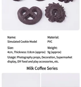 Detailed dimensions of chocolate simulated cookie model made of PVC for photography props
