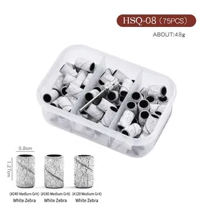 75 stuks witte zebra nagelschuurbanden set met 120/180/240 korrel en metalen opspandoorn