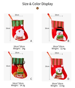 Detail view of 16cm Christmas stocking pendants featuring Santa and Snowman designs