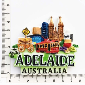 Detailed view of Australia Adelaide resin fridge magnet with scale ruler showing 7.5cm size