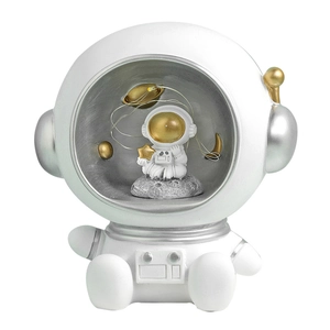 Astronaut night light resin statue with moon and star lights inside for home decor