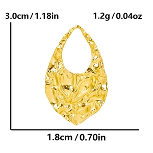 Size measurements for gold 304 stainless steel hammered teardrop earring accessories