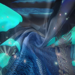 Macro close-up showing soft texture and fluid drape of bohemian mushroom print tapestry