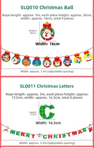 Size specifications for Merry Christmas banner showing 3m rope length and 20cm flag height
