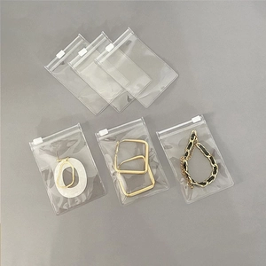 Clear PVC zip lock jewelry storage bags with white sliders in multiple sizes