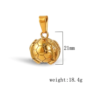 Detailed view of 21mm 24k gold plated soccer ball necklace pendant weighing 18.4g