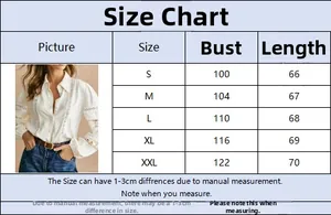 Detailed size chart for elegant white lace long sleeve shirt with lace trim details