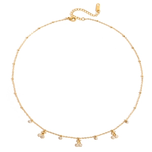 Collana con ciliegia in acciaio inossidabile dorato con perline e cristalli scintillanti