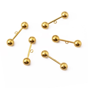 Stainless Steel Barbell Earring Post Connector With Loop DIY Jewelry Making Findings