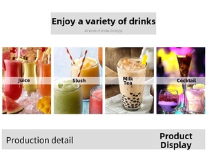 Detail view of colorful stainless steel straws in various drinks like juice and milk tea