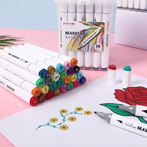 Double Ended Art Markers With Portable Storage Case Plastic Barrel Drawing Sketching Pens For Students And Professionals