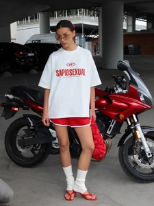 Γυναικείο Βαμβακερό Oversized T-Shirt Κοντό Μανίκι Στρογγυλή Λαιμόκοψη Με Γράμματα Streetwear Casual