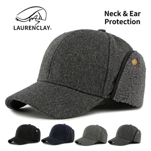 Gorra de Béisbol de Lana de Invierno para Hombre Con Orejeras Forro de Felpa Grueso Sombrero Cálido a Prueba de Viento