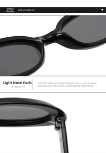 Macro shot of lightweight integrated nose pads and durable metal hinges on black sunglasses