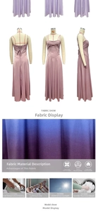 Detail of elegant backless satin maxi dress showing fabric texture and care symbols