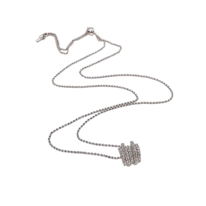 Modern circular hollow zircon pendant necklace with adjustable O-chain for women