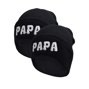 Knitted Beanie Hat Soft Acrylic Cotton PAPA MAMA MINI Chenille Letter Embroidery Warm Outdoor Family Matching