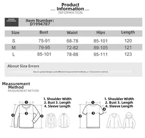 Guide des tailles pour robe à bretelles moulante avec mesures S, M, L en centimètres