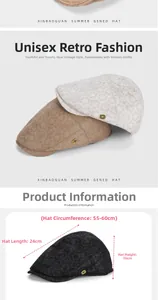 Detailed size chart for retro leopard print beret with 55-60cm cap circumference