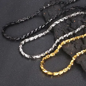 Collier Chaîne À Prismes Géométriques Acier Inoxidable Style Punk Street Bijoux Tendance Pour Hommes