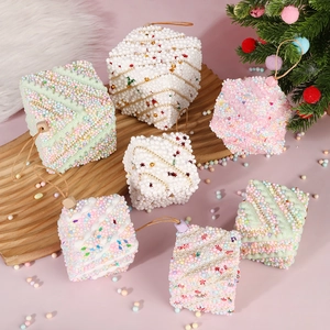 Weihnachtsbaumschmuck Macaronfarben Schaumstoffpartikel Geschenkbox Tortenform Feiertagsparty Deko Kreativ Modern Schlicht