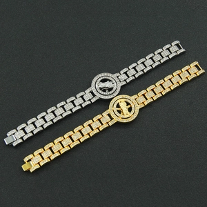 Iced out silver and gold Cuban link bracelets with Statue of Liberty pendants for men