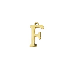 Polished gold stainless steel letter F charm with ring loop for DIY jewelry making