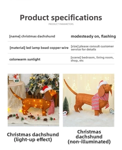 Detail showing the steady and flash lighting modes on the Christmas Dachshund dog figure
