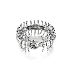 Punk style stainless steel centipede bracelet with realistic segmented insect design