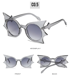 Detail view of butterfly wing sunglasses model C0.5 in transparent grey gradient lenses