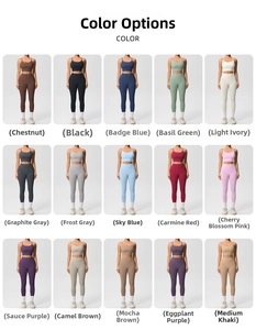 Nuancier de 15 couleurs pour ensembles de yoga avec brassières et leggings de sport