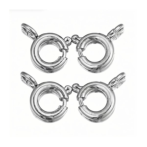 Set of four silver round stainless steel spring ring clasps for jewelry making