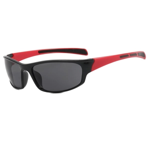 Streamlined red and black outdoor sports cycling sunglasses with UV protection lenses