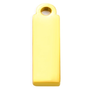 Polished golden stainless steel rectangular tag pendant for DIY jewelry making