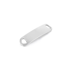 Polished silver stainless steel curved bar plate with double holes for DIY bracelets
